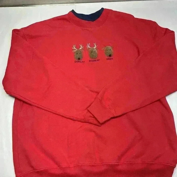 Christmas Sweatshirt‎ Ugly Sweater Reindeer Vintage - Picture 1 of 6